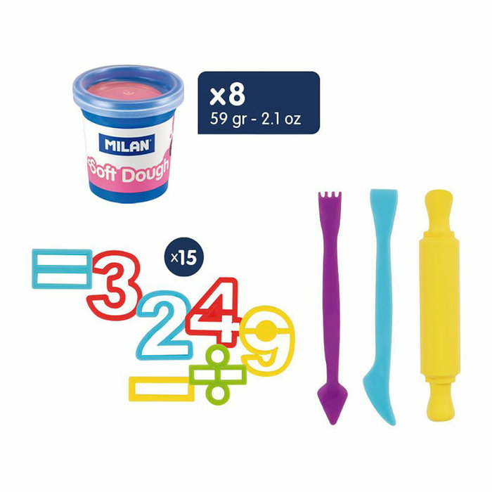 Milán Maletín Pasta Blanda Soft Dough con Números y 8 Botes de 59 g