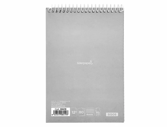 Liderpapel Cuaderno Espiral Bolsillo Doceavo Apaisado Witty Tapa Dura 80 Hojas 75gr Cuadro 4 mm Colores Surtidos