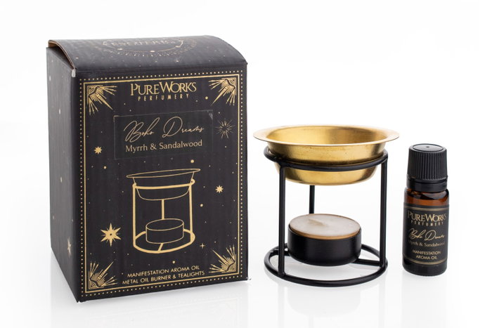 DKD Home Decor Quemador Indio Black magic 24 Set de 4 Piezas Metal Negro Dorado 9 x 11.5 x 9 cm