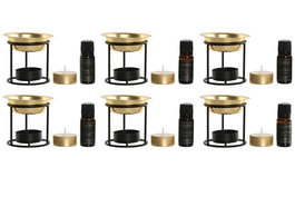 DKD Home Decor Quemador Indio Black magic 24 Set de 4 Piezas Metal Negro Dorado 9 x 11.5 x 9 cm
