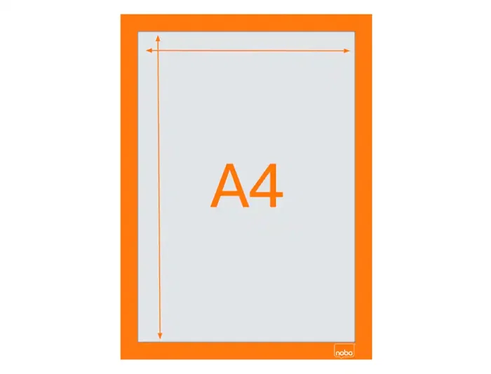 Nobo Marco porta anuncios DIN A4 magnético autoadhesivo, naranja, pack de 2 unidades