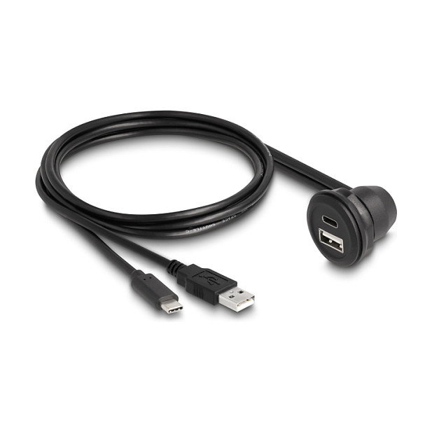 DeLOCK Cable USB 2.0 Tipo-A y Tipo-C con conectores hembra en ángulo de 90°, 1 m, Negro DeLOCK Cable USB 2.0 Tipo-A y Tipo-C con conectores hembra en ángulo de 90°, 1 m, Negro