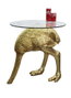 DKD Home Decor Mesita Auxiliar Resina y Cristal Avestruz Dorado