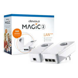 Devolo Magic 2 LAN triple Powerline Starter Kit - Adaptador WiFi por Red Eléctrica, 2400 Mbit/s, 3 Puertos Gigabit LAN, Plug & Play, Blanco