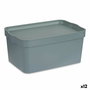 Caja de Almacenaje con Tapa Kipit Gris Plástico 7,5 L (12 Unidades)