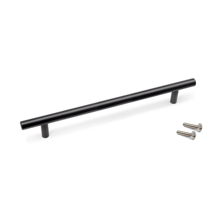 Emuca Lote de 10 tiradores para mueble Orlando, L336mm, intereje 256mm, Acero, Pintado negro Emuca Lote de 10 tiradores para mueble Orlando, L336mm, intereje 256mm, Acero, Pintado negro