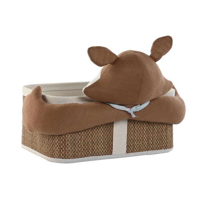 DKD Home Decor Set de 2 Cestas de Fibra Trenzada y Algodón 43x33x32,5 cm DKD Home Decor Set de 2 Cestas de Fibra Trenzada y Algodón 43x33x32,5 cm