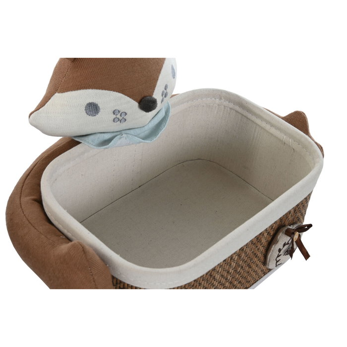 DKD Home Decor Set de 2 Cestas de Fibra Trenzada y Algodón 43x33x32,5 cm DKD Home Decor Set de 2 Cestas de Fibra Trenzada y Algodón 43x33x32,5 cm