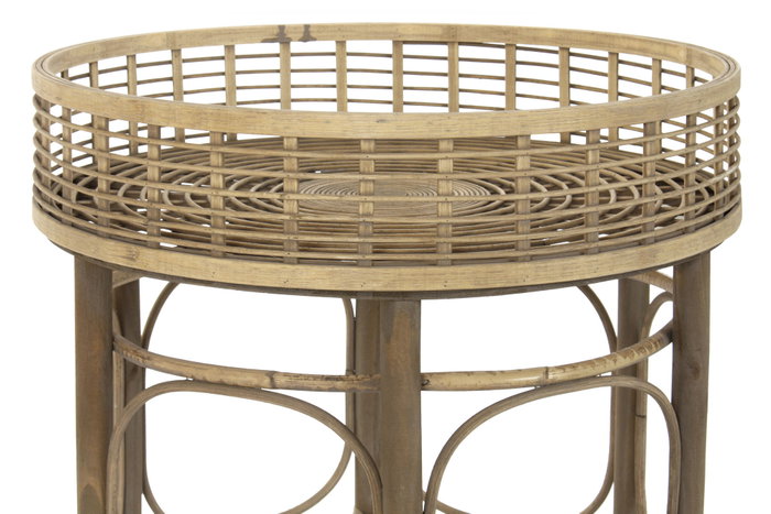 DKD Home Decor Mesita Auxiliar Balines Set de 2 Ratan Natural 61 x 64 x 61 cm