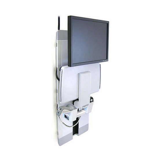 Ergotron StyleView Vertical Lift con Bandeja para Teclado, Ratón y Soporte para Escáner - Soporte de Pared para Pantallas hasta 61 cm (24 Pulgadas), Blanco