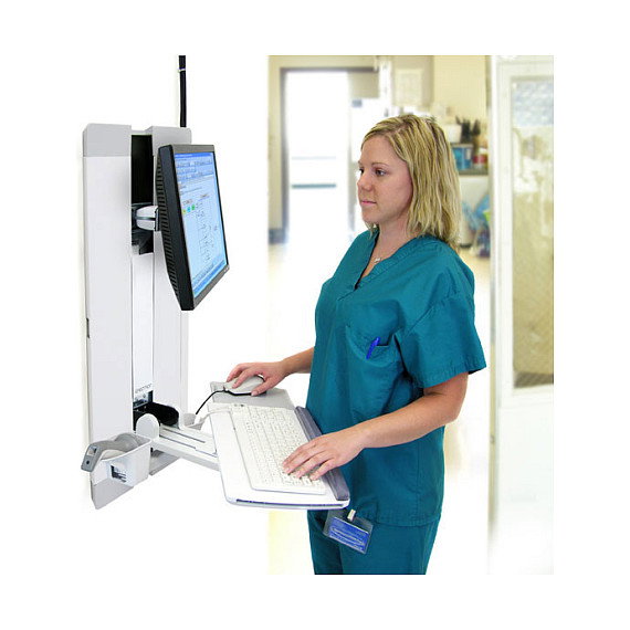 Ergotron StyleView Vertical Lift con Bandeja para Teclado, Ratón y Soporte para Escáner - Soporte de Pared para Pantallas hasta 61 cm (24 Pulgadas), Blanco