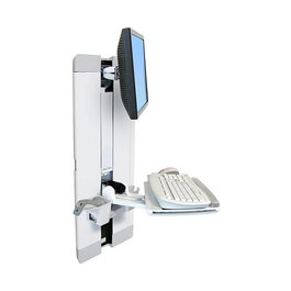 Ergotron StyleView Vertical Lift con Bandeja para Teclado, Ratón y Soporte para Escáner - Soporte de Pared para Pantallas hasta 61 cm (24 Pulgadas), Blanco