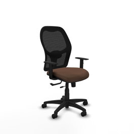 PIQUERAS Y CRESPO Silla de oficina Alocén, mecanismo Sincro/Traslack, Marrón oscuro/Negro