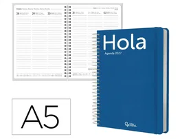 Liderpapel Agenda Oficina 2027 Espiral Classic Semana Vista A5 Azul Bilingüe