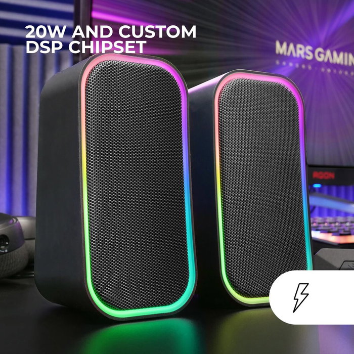 Mars Gaming MS-OM Altavoces 20W Bluetooth RGB Negro