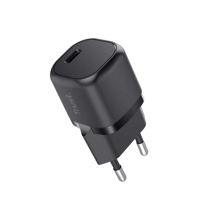 Trust Maxo Cargador Pared USB-C 20W Compatible PD y PPS - Negro - Modelo 25205 - Enchufe UE