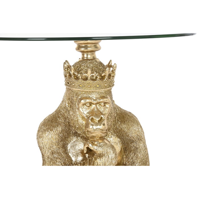 DKD Home Decor Mesita Auxiliar GORILA Resina y Cristal Dorado
