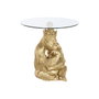 DKD Home Decor Mesita Auxiliar GORILA Resina y Cristal Dorado