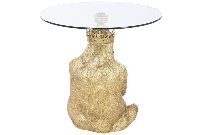 DKD Home Decor Mesita Auxiliar Colonial Dorado Resina y Cristal 60 x 60 x 59 cm