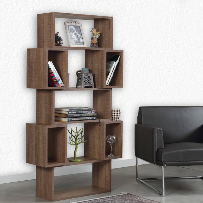 Hanah Home Estantería Roble Oscuro Moderna Elegancia 84x160x30cm Hanah Home Estantería Roble Oscuro Moderna Elegancia 84x160x30cm