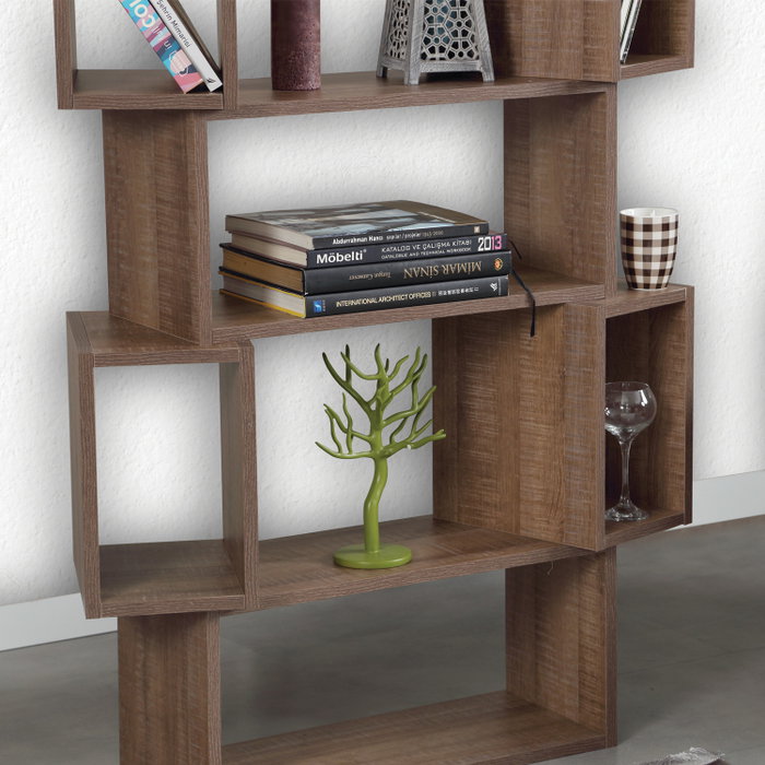 Hanah Home Estantería Roble Oscuro Moderna Elegancia 84x160x30cm Hanah Home Estantería Roble Oscuro Moderna Elegancia 84x160x30cm