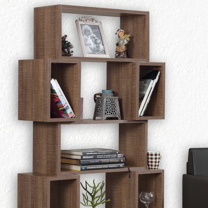 Hanah Home Estantería Roble Oscuro Moderna Elegancia 84x160x30cm Hanah Home Estantería Roble Oscuro Moderna Elegancia 84x160x30cm