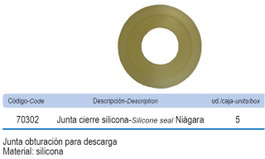 Junta de silicona para obturación para descargador Niagara