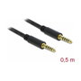 DeLOCK Cable de audio 4,4 mm 5 Pin conector macho a macho, 0,5 m, Negro