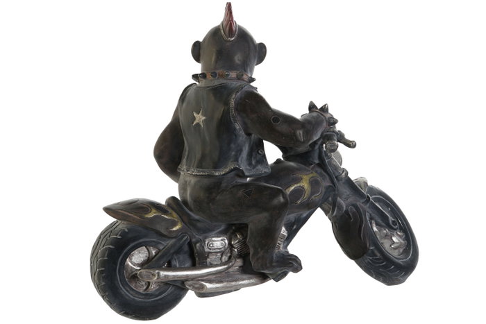 DKD Home Decor Figura de Resina Motera Gris Oscuro