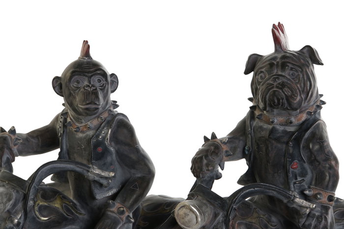 DKD Home Decor Figura de Resina Motera Gris Oscuro