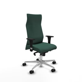 PIQUERAS Y CRESPO Sillón Albacete Verde botella con mecanismo Sincro y base de aluminio
