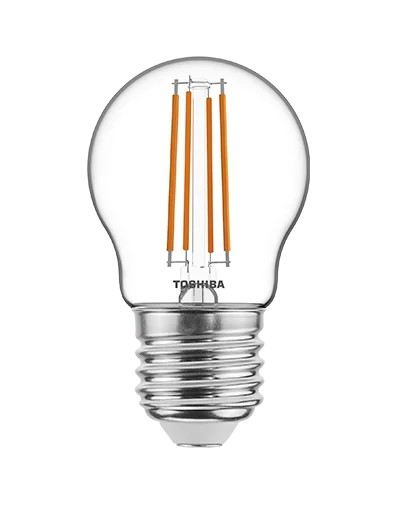 TOSHIBA Bombilla LED Filamento G45 E27 4.5W Luz Cálida 2700K