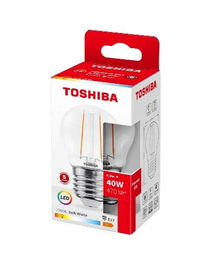 TOSHIBA Bombilla LED Filamento G45 E27 4.5W Luz Cálida 2700K