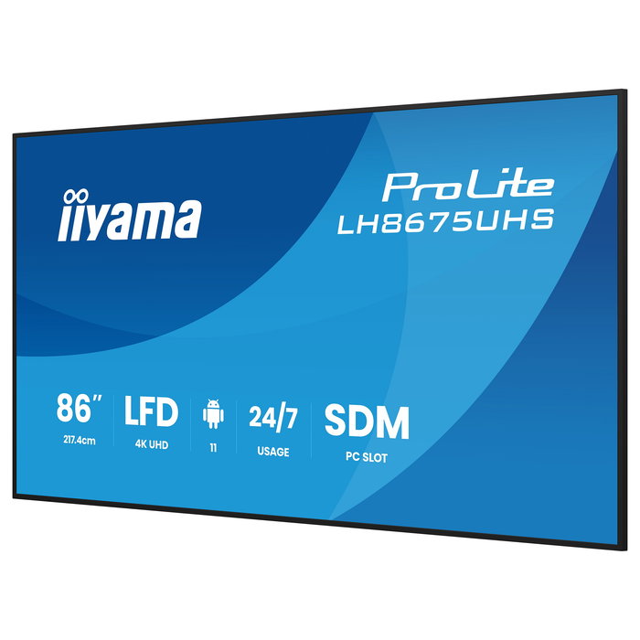 IIYAMA LH8675UHS-B2AG 217cm (85.6") 4K UHD LCD 3840x2160 16:9 3xHDMI+DP+2xUSB 24/7