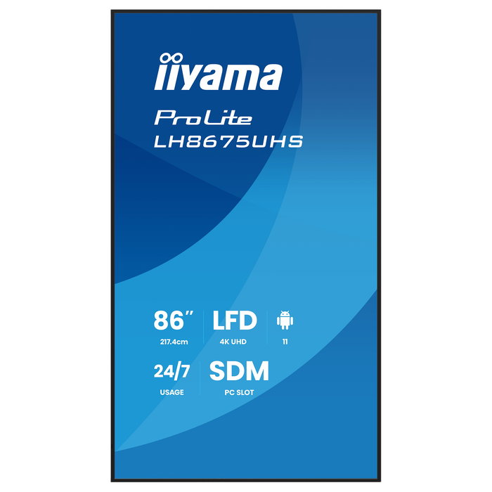 IIYAMA LH8675UHS-B2AG 217cm (85.6") 4K UHD LCD 3840x2160 16:9 3xHDMI+DP+2xUSB 24/7