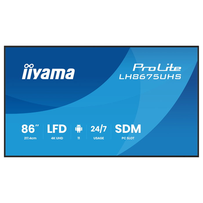 IIYAMA LH8675UHS-B2AG 217cm (85.6") 4K UHD LCD 3840x2160 16:9 3xHDMI+DP+2xUSB 24/7