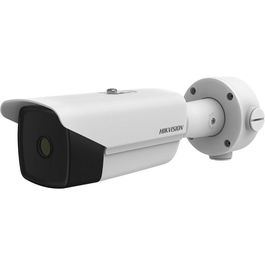Hikvision Cámara Térmica IP Bullet DS-2TD2637T-3/35C 384x288 35mm IP67 12/24V/PoE Medicion Temperatura Audio Alarma
