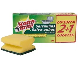 Scotch Brite Estropajo Salvauñas Fibra Verde Paquete 2+1 Gratis