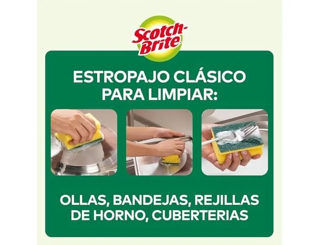 Scotch Brite Estropajo Salvauñas Fibra Verde Pack de 3