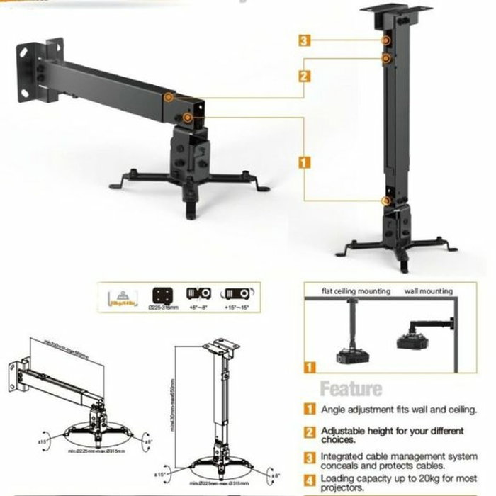 Equip Soporte para proyector inclinable 430-650mm hasta 20kg negro