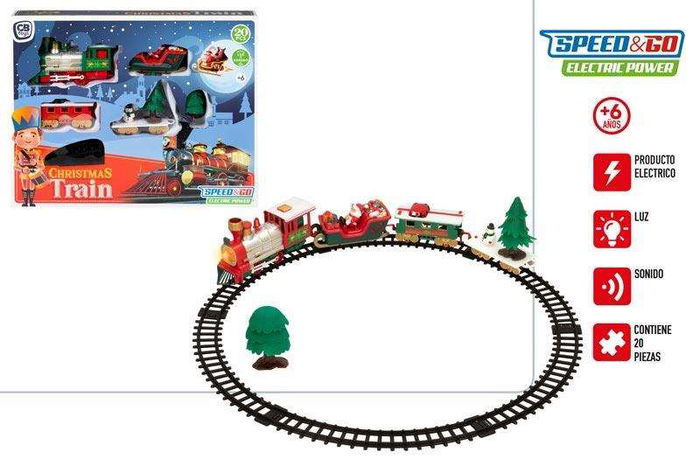 Color Baby Tren Eléctrico Navidad con Luz y Sonido, 20 Piezas, 91x44x30 cm
