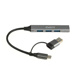 EWENT EW1154 Hub USB-C a 4 Puertos USB-A Gris