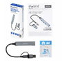 Ewent EW1154 Hub USB-C 3.2 Gen1 5Gbps con 1x USB-A 3.2 y 3x USB-A 2.0, Aluminio