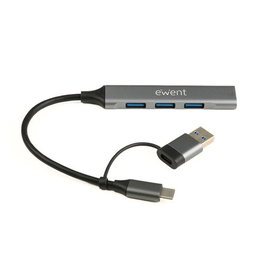 EWENT EW1154 Hub USB-C a 4 Puertos USB-A Gris