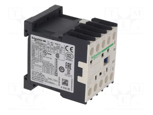 SCHNEIDER ELECTRIC Contactor TeSys K LP1K1201BD 3-polar 24VDC 12A SCHNEIDER ELECTRIC Contactor TeSys K LP1K1201BD 3-polar 24VDC 12A