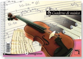 PACSA Paquete de 20 blocs de música 4º con 4 pentagramas, 80g
