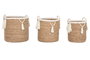DKD Home Decor Set de 3 Cestas Boho Natural y Blanco