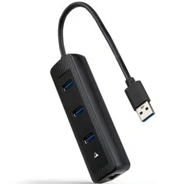 Nano Cable Hub USB 3.0 3xUSB + RJ45 15cm Negro