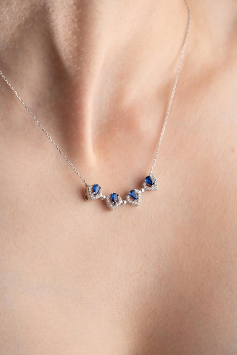 Heliophilia Silver NRZ999182 Collar de Plata de Ley 925 con Circon Azul y Blanco
