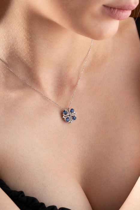 Heliophilia Silver NRZ999182 Collar de Plata de Ley 925 con Circon Azul y Blanco